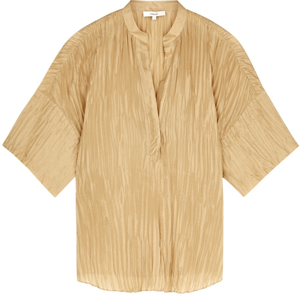 Vince Gold Silk Plisse Sz XS - Picture 3 of 6